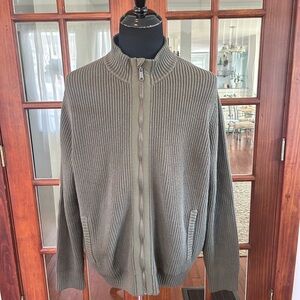 Duluth Trading Co Sweater Mens XL Green Full Zip Elbow Patch Knit Jacket Heavy